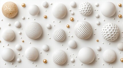 Fototapeta premium White and gold spheres background texture