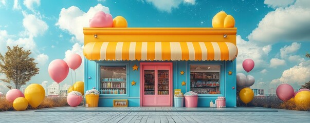 Naklejka premium Whimsical Candy Shop: A Delightful Daydream