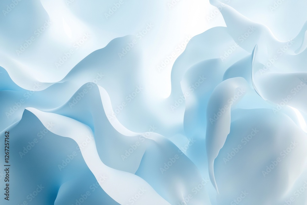 Leinwandbilder soft blue and white abstract waves gracefully undulate, creating a serene atmosphere evocative of tr