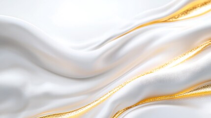 Obraz premium Abstract Gold Accents on White Silk Background with Wavy Lines Clean and Modern Design