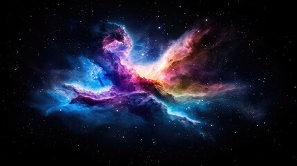 Obraz premium Cosmic Nebula Glowing Gas Clouds in Space