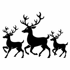 Deer Vector Illustration. Majestic Wildlife Silhouettes and Detailed Art.