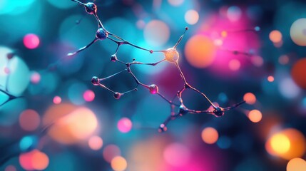 Neural Synapse Concept with Colorful Glowing Lights