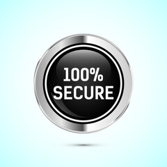 100 percent secure web button icon design