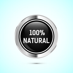 100 percent natural web button icon design