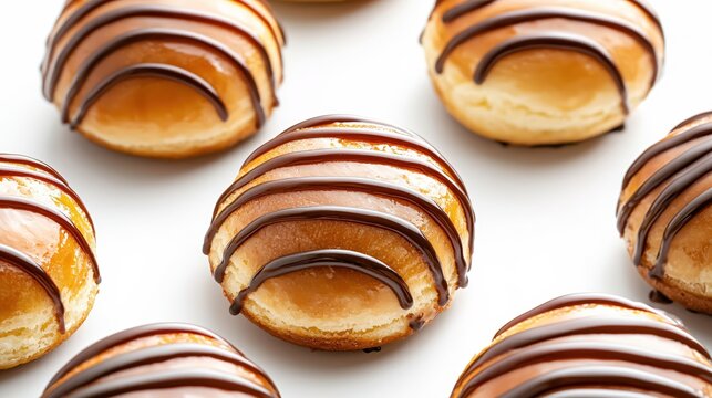 Delicious Donuts with Chocolate Glaze on a White Background Sweet Treat Temptation Bakery Style