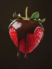 Strawberry Covered in Dripping Chocolate  
