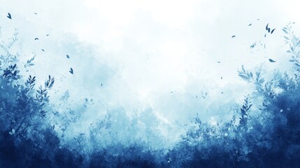 Fototapeta premium Pastel Blue Watercolor Floral Design, Gentle Shading, Background, Romantic Ambiance.