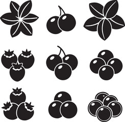 Some fruits and lip icon set