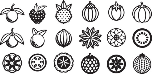 line art fruits icon design icon set 