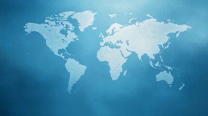 Fototapeta premium Detailed world map on blue background visualizing global connections and international relations