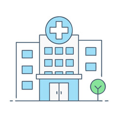 Obraz premium hospital icon, hospital vector illustration-simple illustration of hospital, perfect for hospital logos and icons