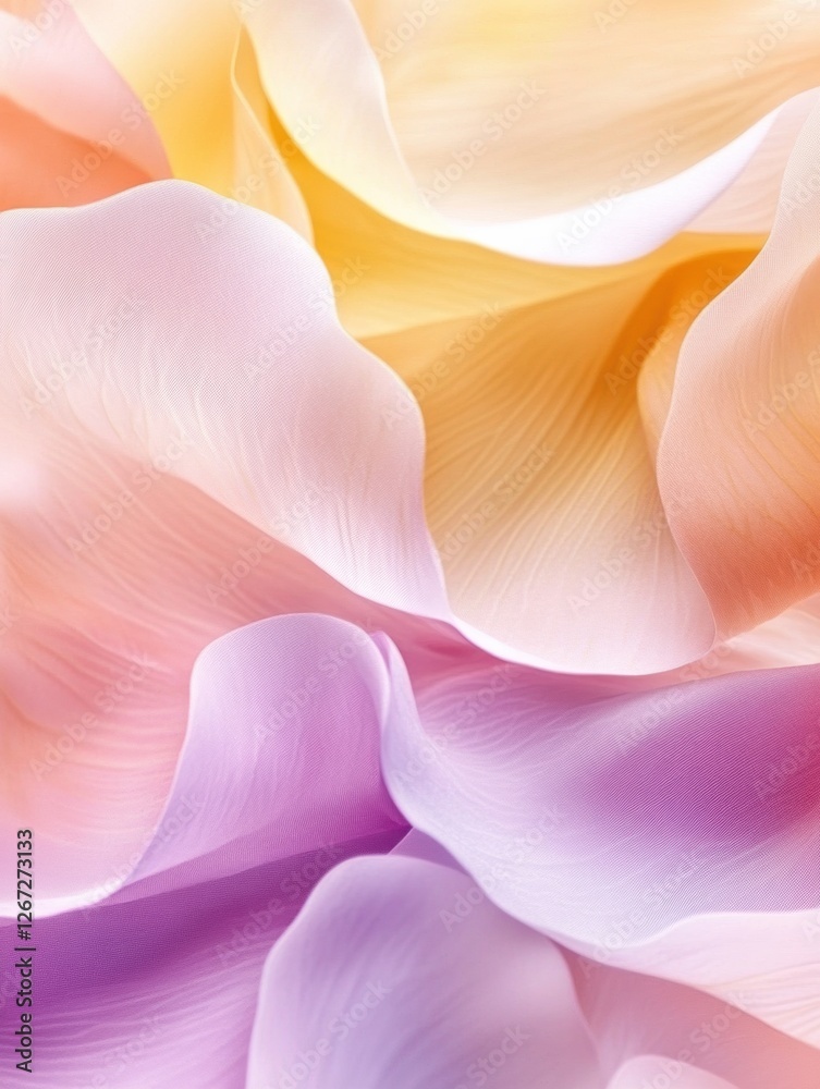 Poster beautiful close up of colorful rose petals in soft pastel shades showcasing delicate textures and sm