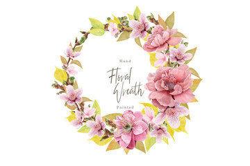 cherry blossom wreath background design sample