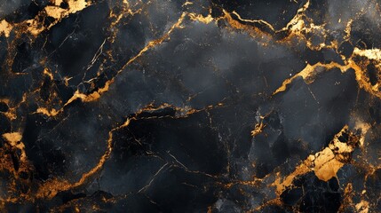 Fototapeta premium Elegant black marble with golden veins showcasing natural beauty and sophistication