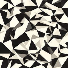 Abstract Geometric Triangular Mosaic Pattern with Black and White Color Scheme Illustration