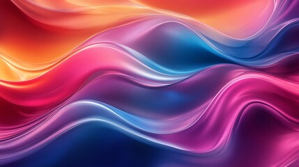 Obraz premium Abstract Colorful Waves Fluid Design Vibrant Gradient Background Swirling Smooth Texture Dynamic Digital Art Modern Artistic Illustration Pink Purple 