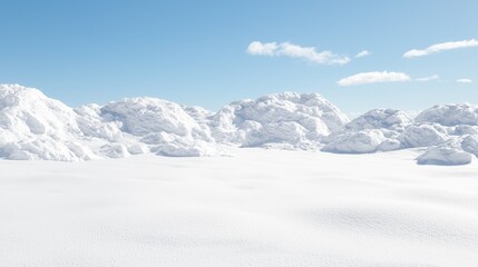 Snowy mountain landscape, serene winter scene, vast snow field, ideal for wallpaper