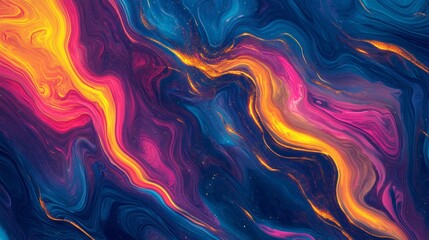 Obraz premium Abstract Fluid Art Painting Vibrant Swirls Dynamic Colorful Background Texture Design Modern Digital Art Print Galaxy Cosmic Nebula Style Image 