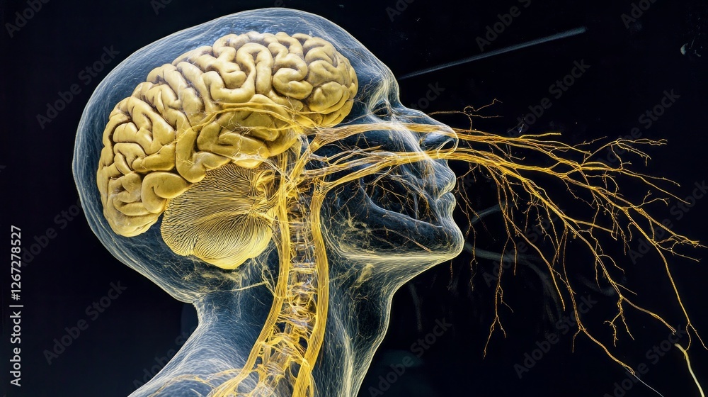 Poster this visualization highlights the complex structure of the vagus nerve, showcasing its connection to