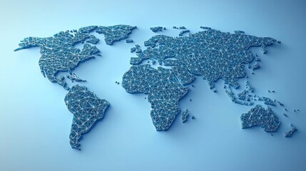 Global network connection, world map, digital communication, blue background, website banner