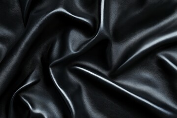 Obraz premium Black leather texture with wrinkles and shadows. Neural network AI generated