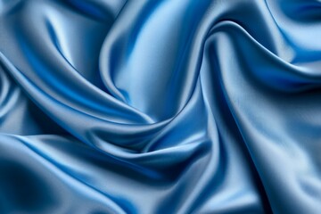 Fototapeta premium Wavy light blue silk fabric with soft folds. Neural network AI generated
