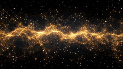 Golden energy wave abstract background, cosmic texture