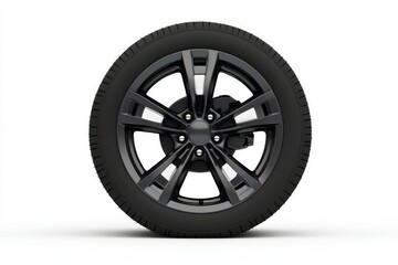 Shiny alloy car wheel on white background. Neural network AI generated