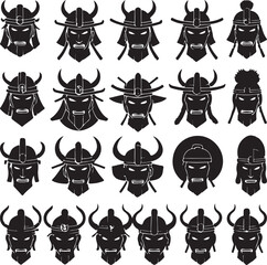 set of black and white silhouettes