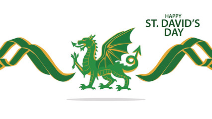 Happy St Davids Day Welsh Dragon Banner