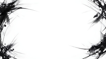 Abstract Monochrome Ink Frame Design with Graphic Elements Artistic Brushstrokes and Splatters
