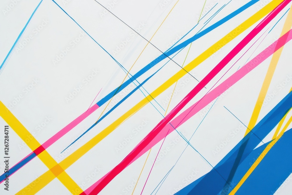 Aufkleber Colorful diagonal lines create abstract patterns on white background for artistic expression and design exploration. Generative AI