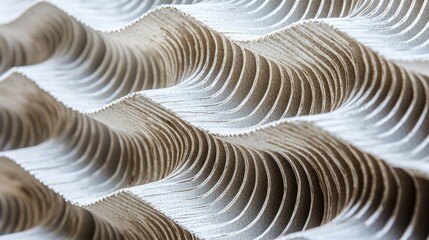 Abstract wood panel waves, architectural detail, light neutral tones