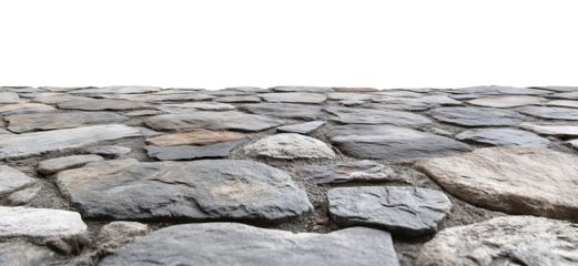 Natural stone pavers arranged in a pathway, isolated on transparent cutout background