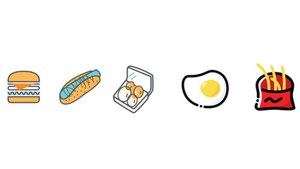 Abstract food and beverage duetone icon set vector