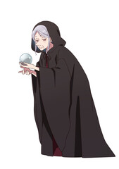 アニメ風占い師のおばあさん全身立ち絵

