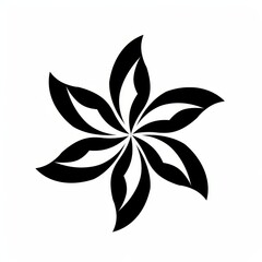 Elegant Black and White Floral Design Abstract Flower Symmetrical Pattern Graphic Element Botanical