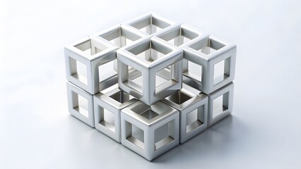 Abstract White Cube Structure