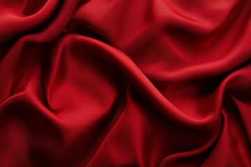 Obraz premium Vibrant red silk fabric with flowing texture. Neural network AI generated