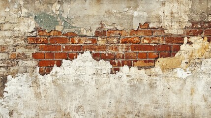 Rustic Weathered Brick Wall Texture Background Aged Vintage Grunge Red Brown White Cream Old Damaged Brickwork Architectural Element Distressed       