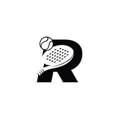 Padel font Letter R padel logo design vector