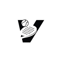 Padel font Letter V padel logo design vector