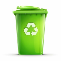 Green Recycling Bin with Lid Waste Disposal Eco Friendly Container Environmental Awareness