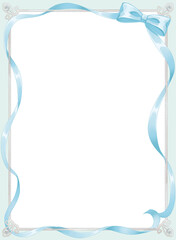 水色のリボンと装飾フレーム