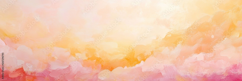 Poster beautiful abstract sunset with warm peach and pink hues in a serene artistic style for relaxing atmo