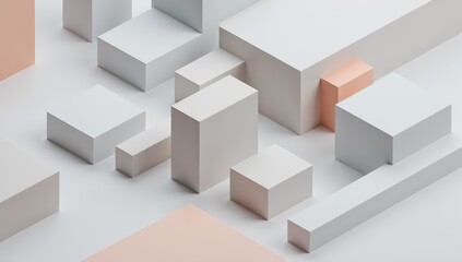 Obraz premium Abstract 3D Geometric Shapes with Soft Shadows in Clean Design