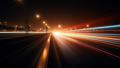 Fototapeta premium High-Speed Motion with Light Trails in Urban Night Scene