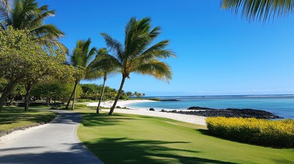 Tropical Paradise Pathway Leading to White Sandy Beach