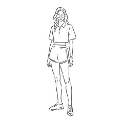 Vector fashion illustration of a beautiful girl in sports wear